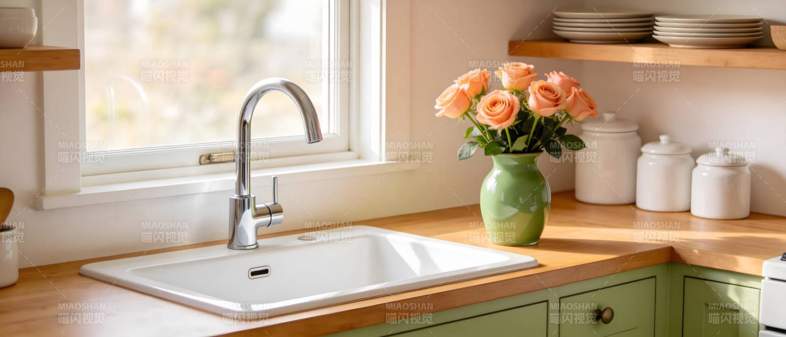 温馨厨房一角图片