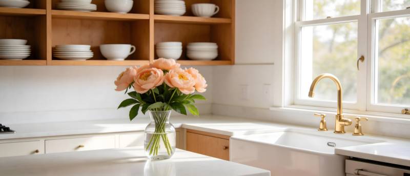 温馨厨房花影图片