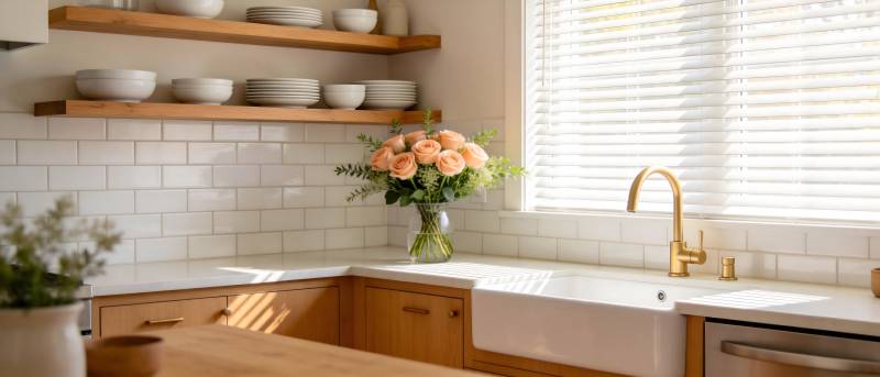 温馨厨房一角图片