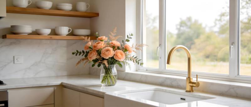 厨房窗台花束图片