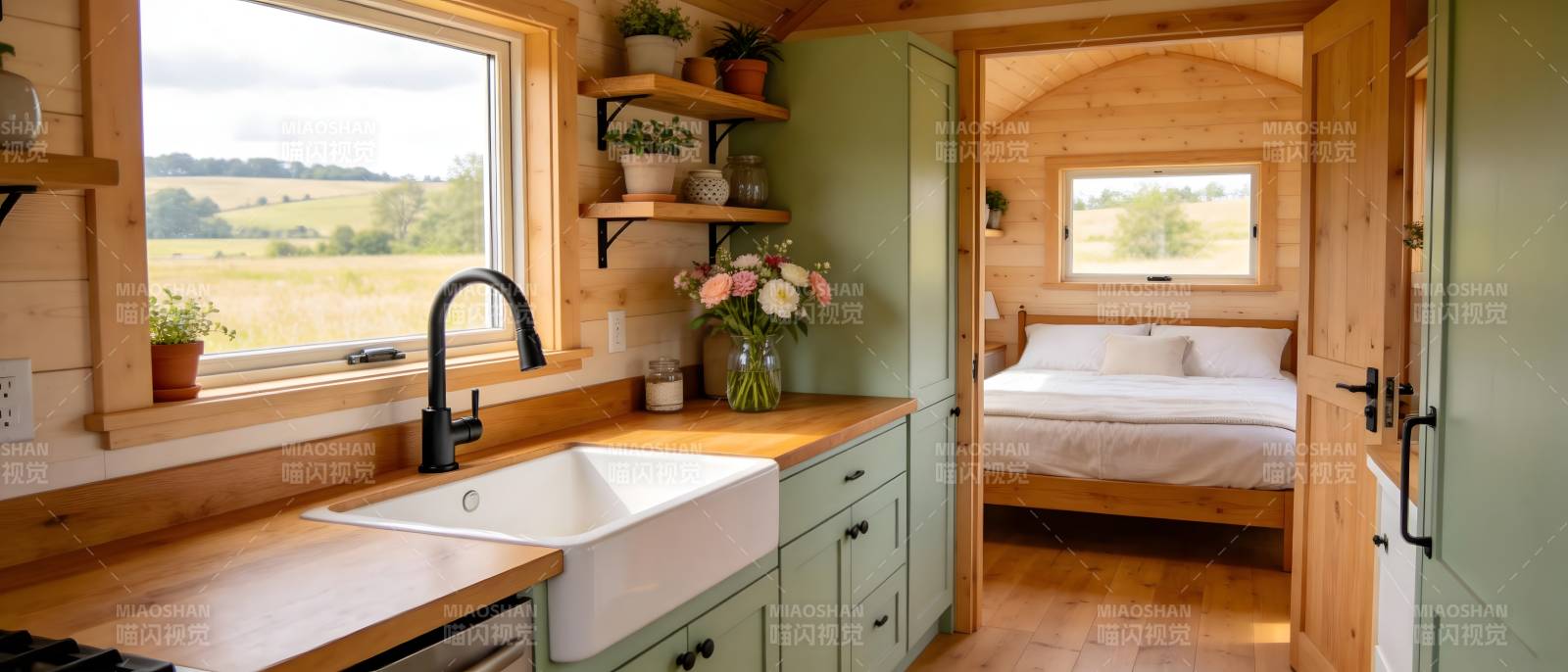 温馨木屋小厨房图片