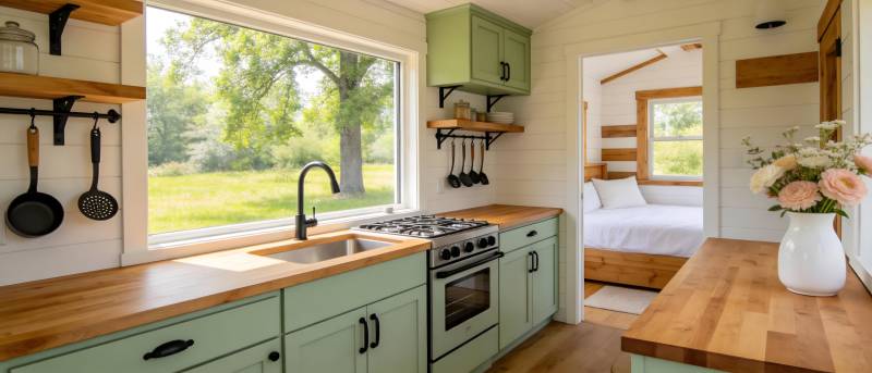 清新小屋厨房美景图片