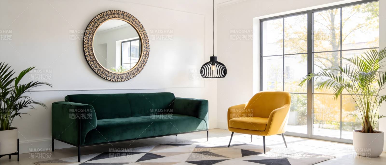 现代客厅绿植装饰图片