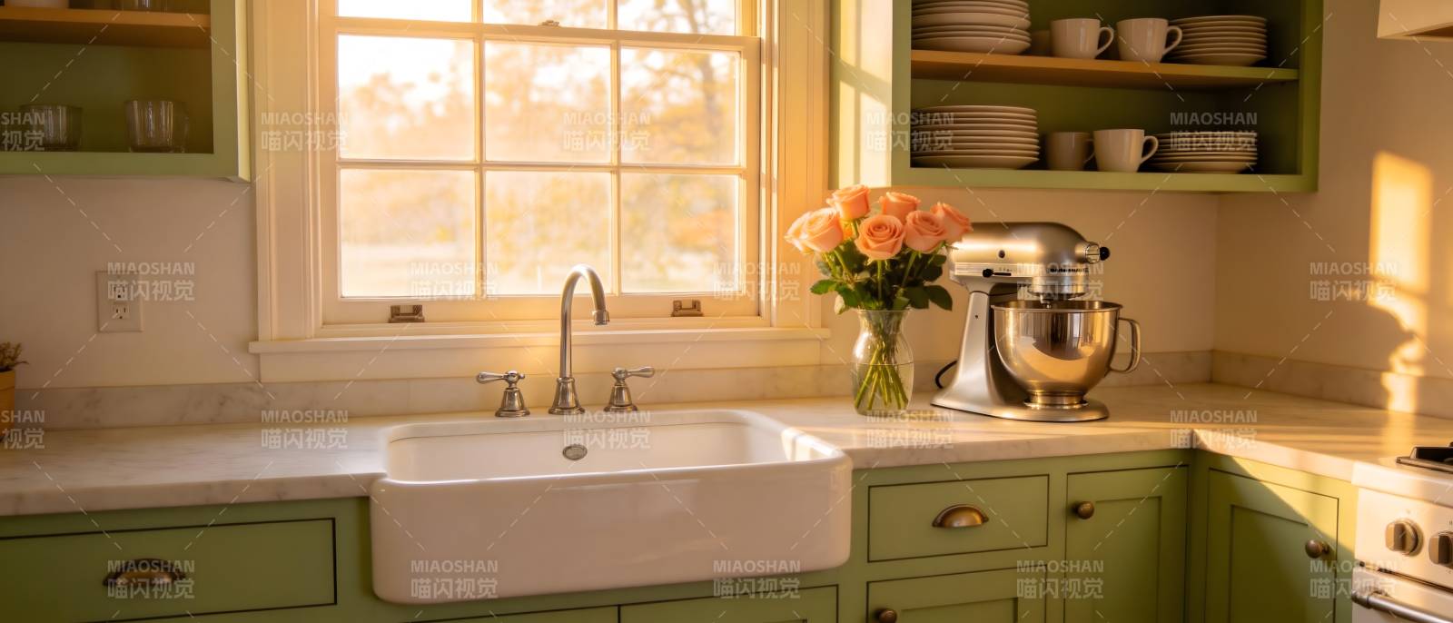 温馨厨房一角图片