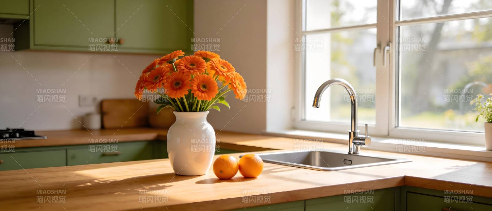 温馨厨房花果相伴图片