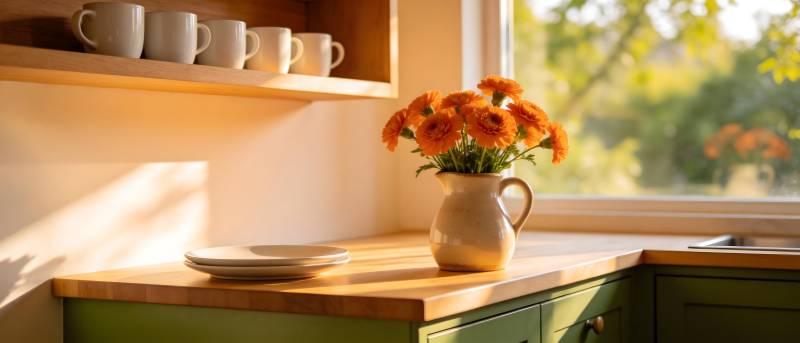 窗边花艺 温馨厨房图片