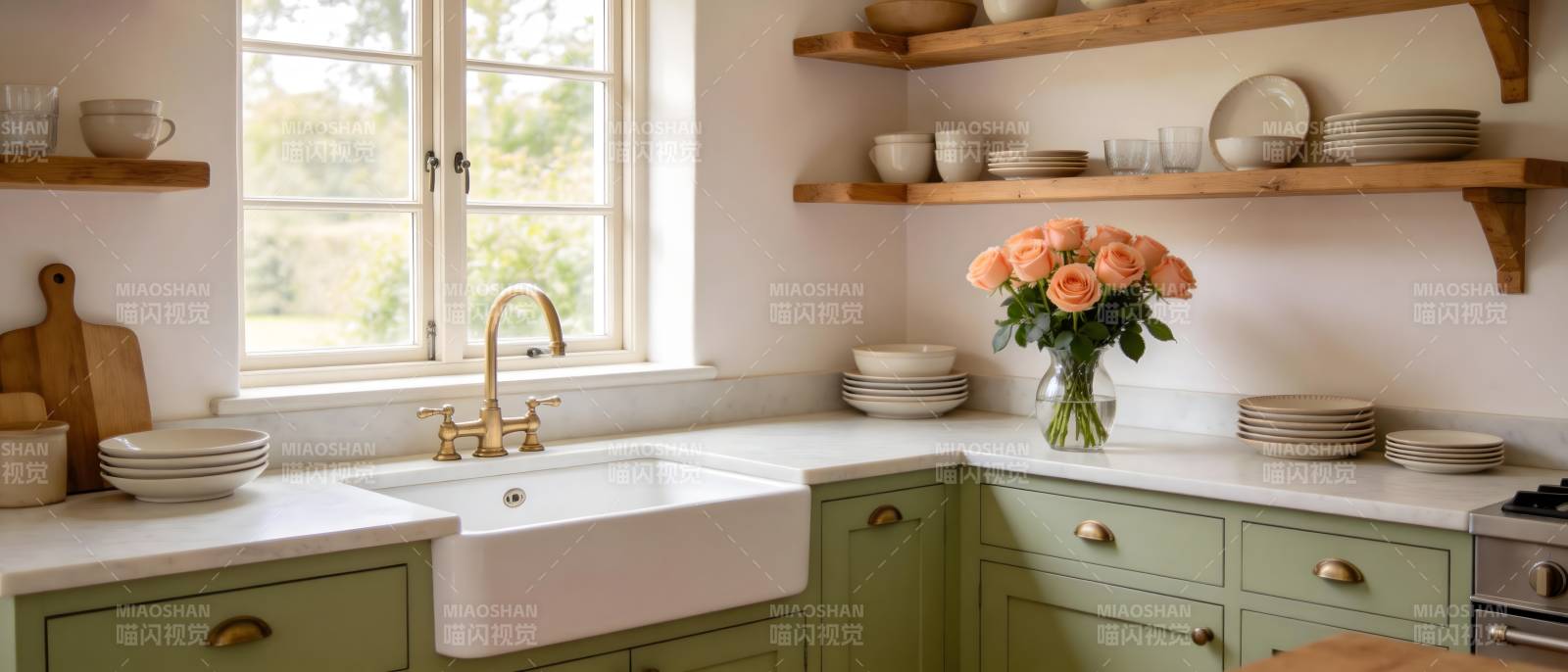 清新厨房一角图片