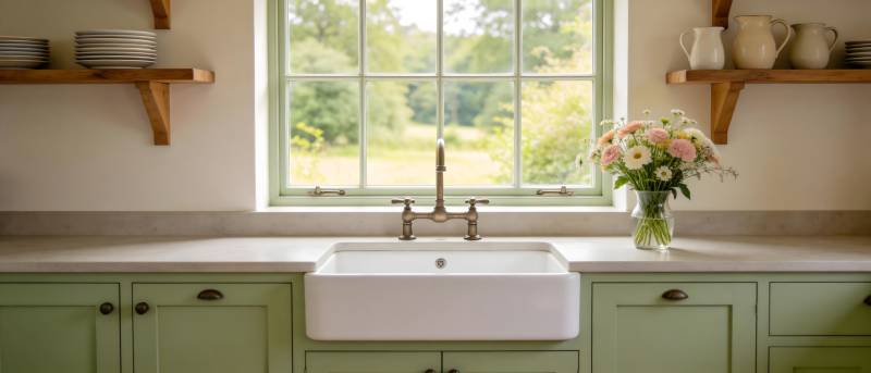 清新厨房窗景图片