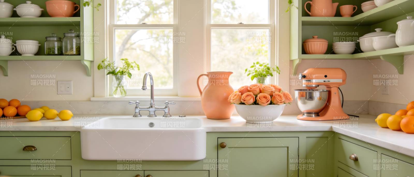 清新厨房 绿意盎然图片