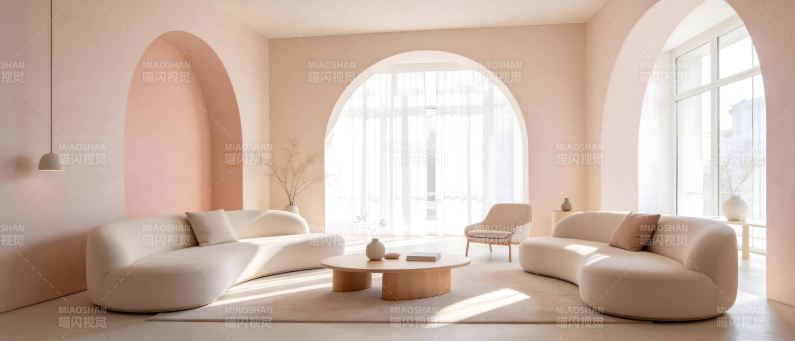 极简弧形客厅设计图片