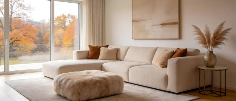 秋日温馨客厅一角图片