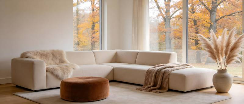 秋日温馨客厅一角图片