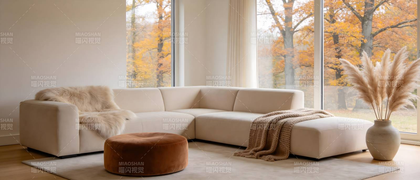 秋日温馨客厅一角图片