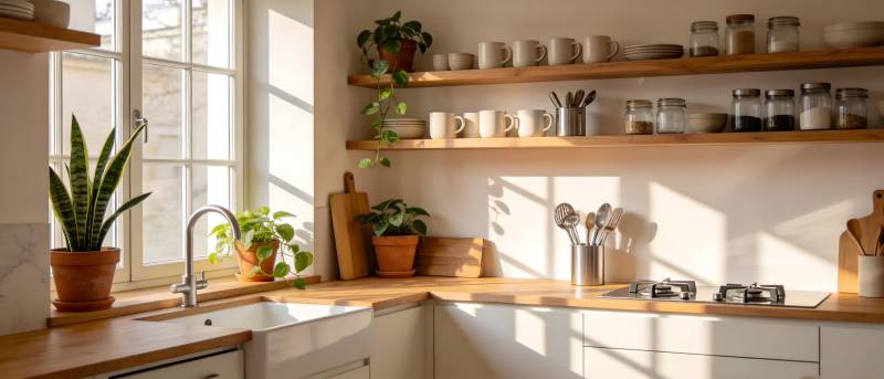 阳光厨房一角图片