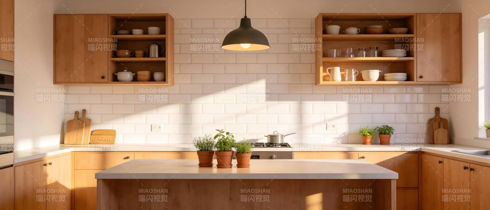 温馨现代厨房一角图片