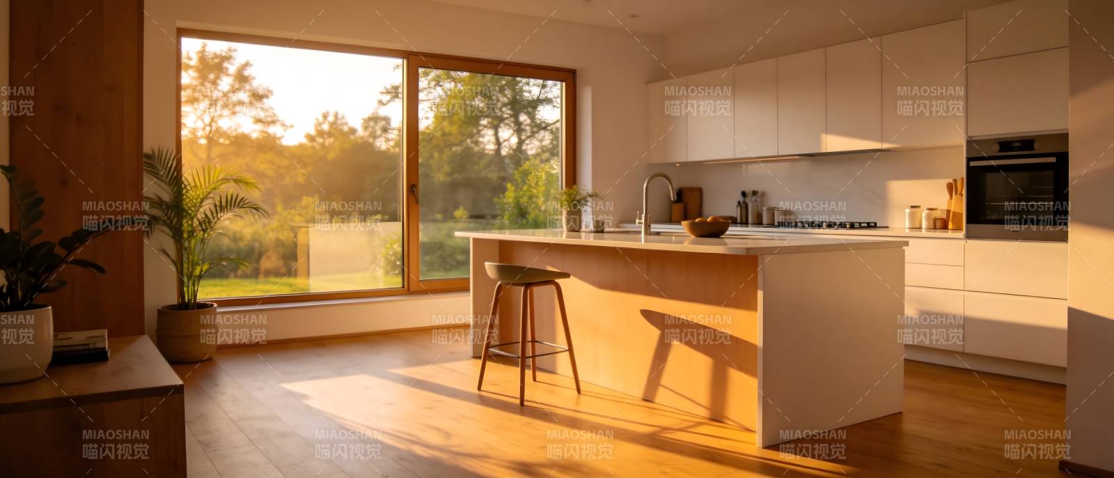 现代厨房阳光照耀图片