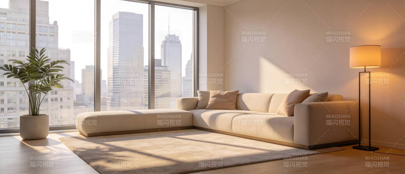 现代客厅 城市风光图片