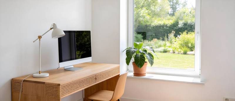 简约书桌窗景图片