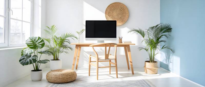 简约办公绿植角落图片