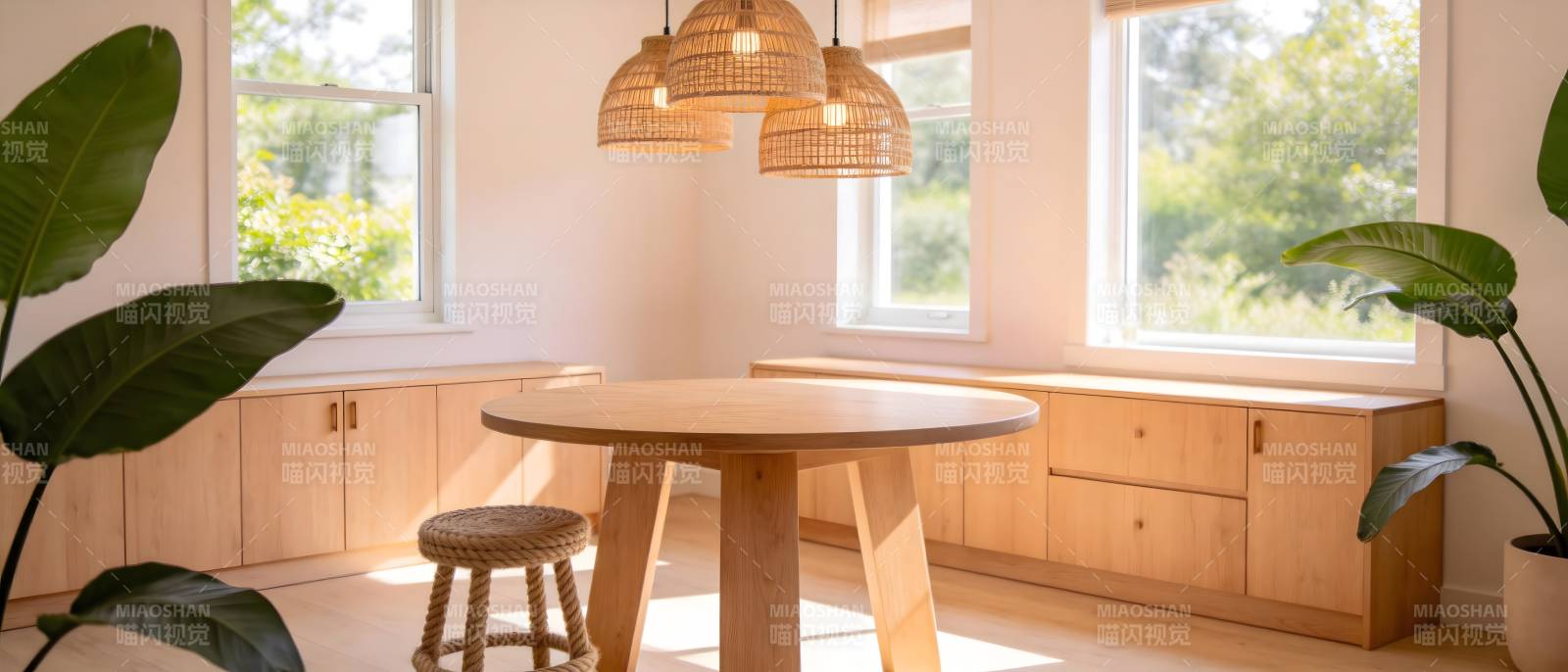 温馨原木风厨房图片