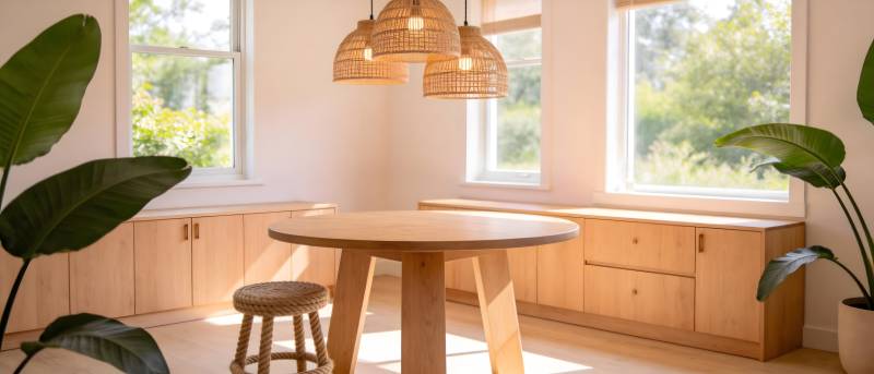 温馨原木风厨房图片