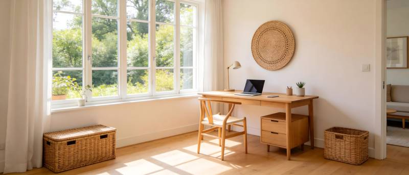 明亮温馨的书房一角图片