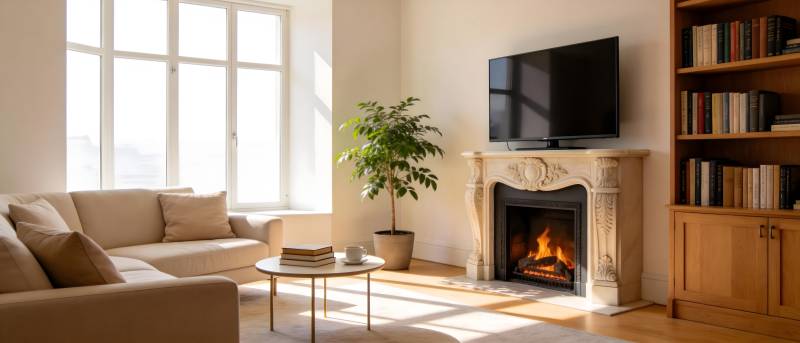 温馨客厅 壁炉暖意图片