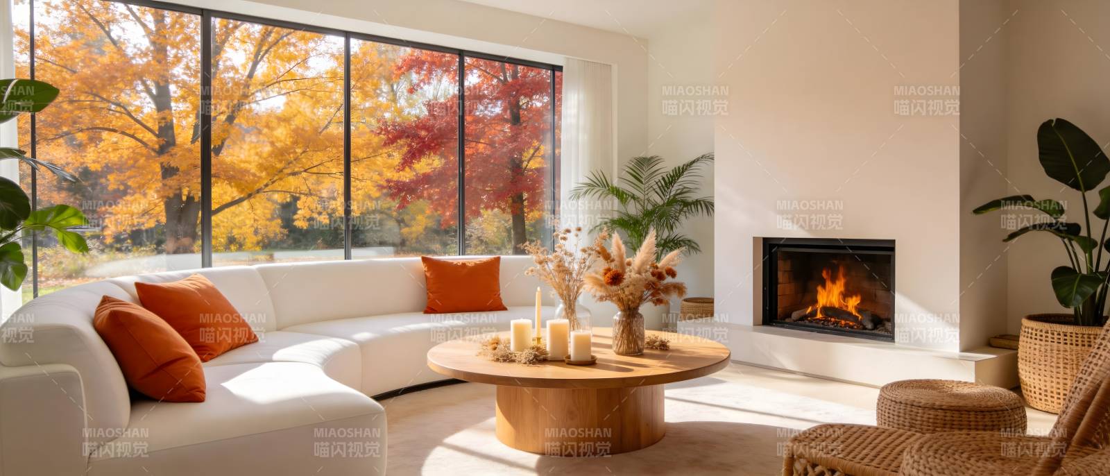 秋日温馨客厅图片