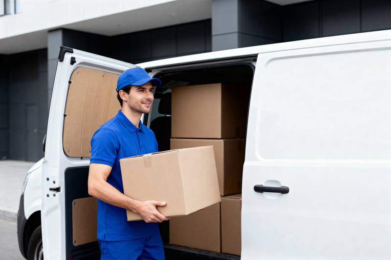 快递员搬运包裹图片