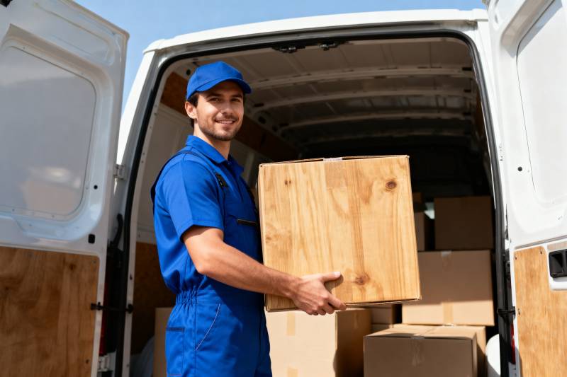 搬运工微笑搬箱图片