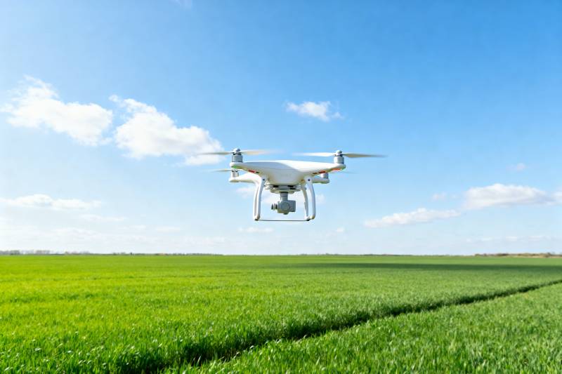 无人机飞越绿野图片