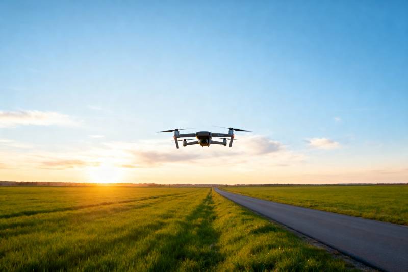 无人机飞越田野图片