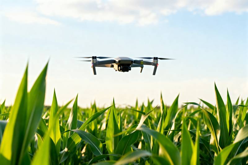 无人机飞越玉米田图片