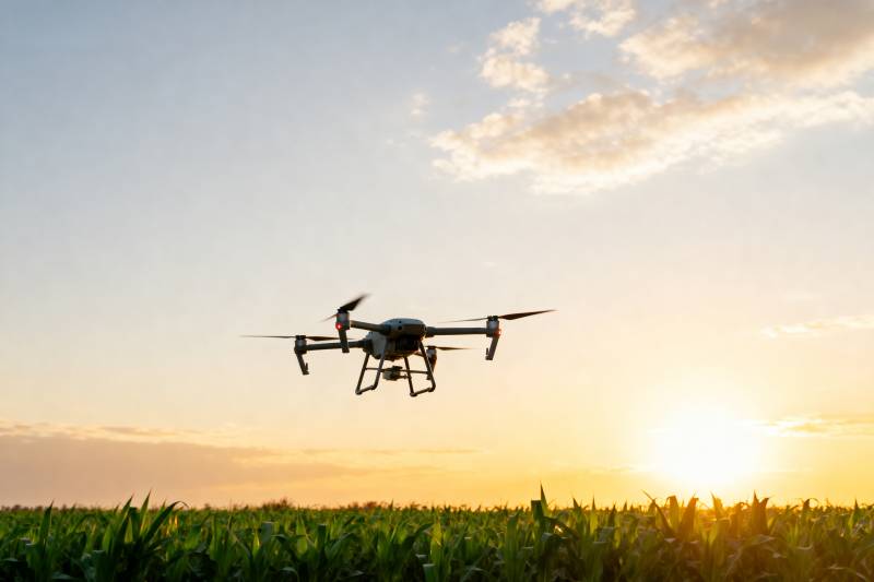 无人机飞越田野图片