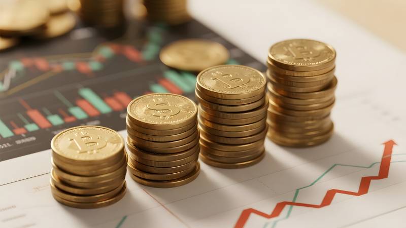 金币堆叠图表增长图片