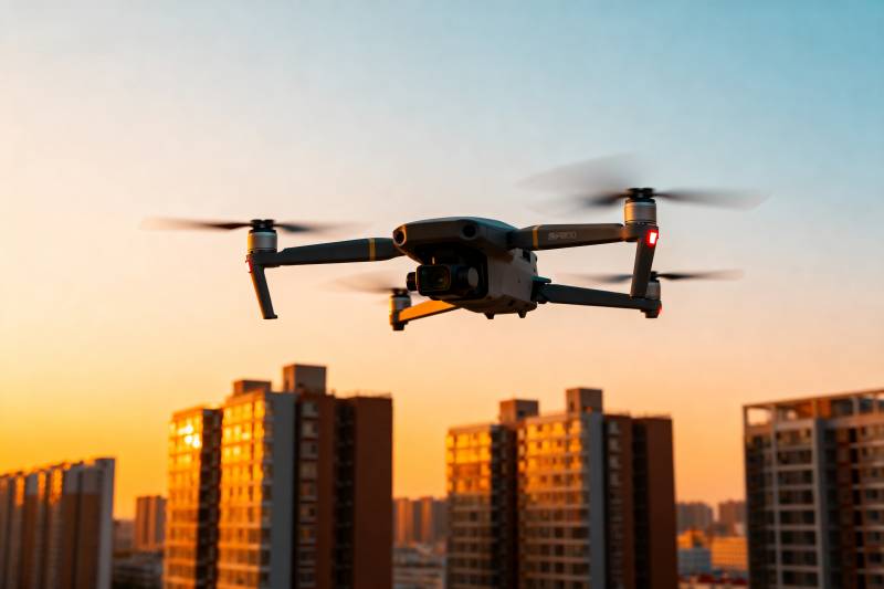 城市上空的无人机图片