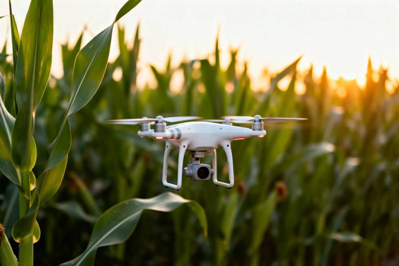 无人机飞越玉米田图片