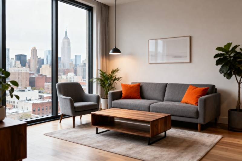 现代都市客厅美景图片