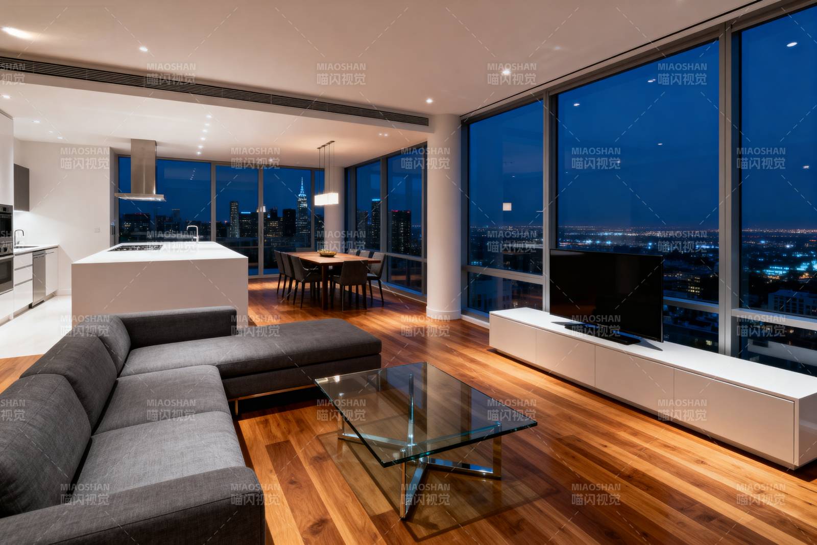 都市夜景客厅图片