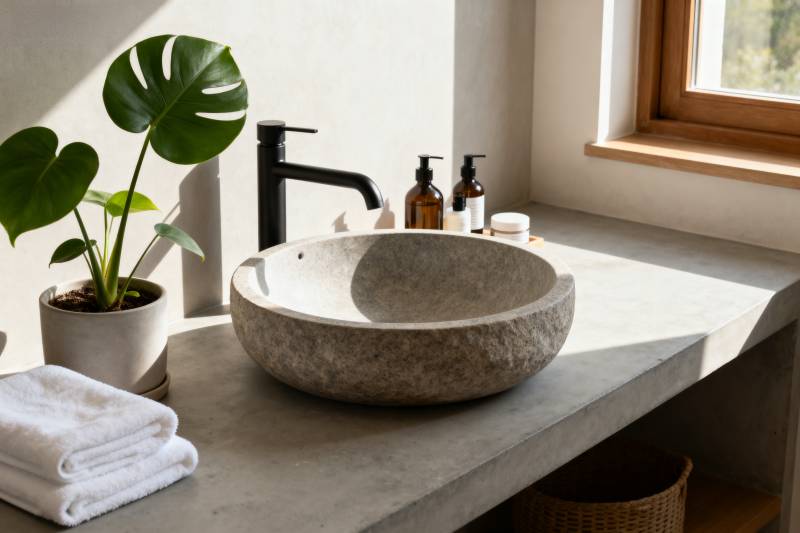 自然风浴室洗手台图片