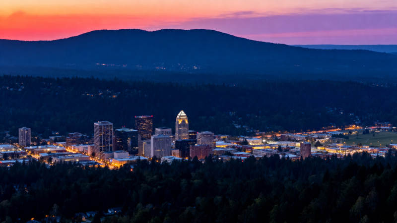 黄昏城市剪影图片