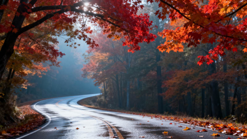 秋日林间小路图片