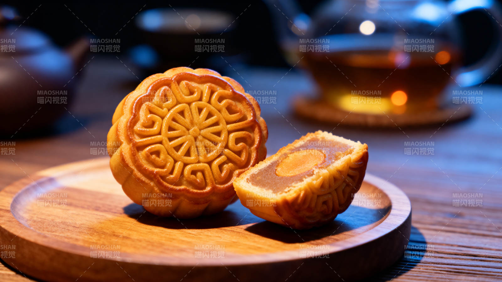 中秋月饼茶香伴图片