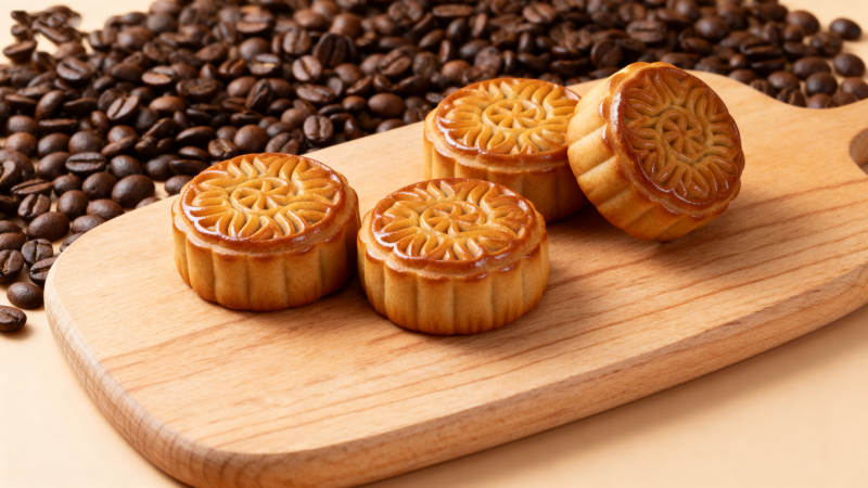 月饼与咖啡豆图片
