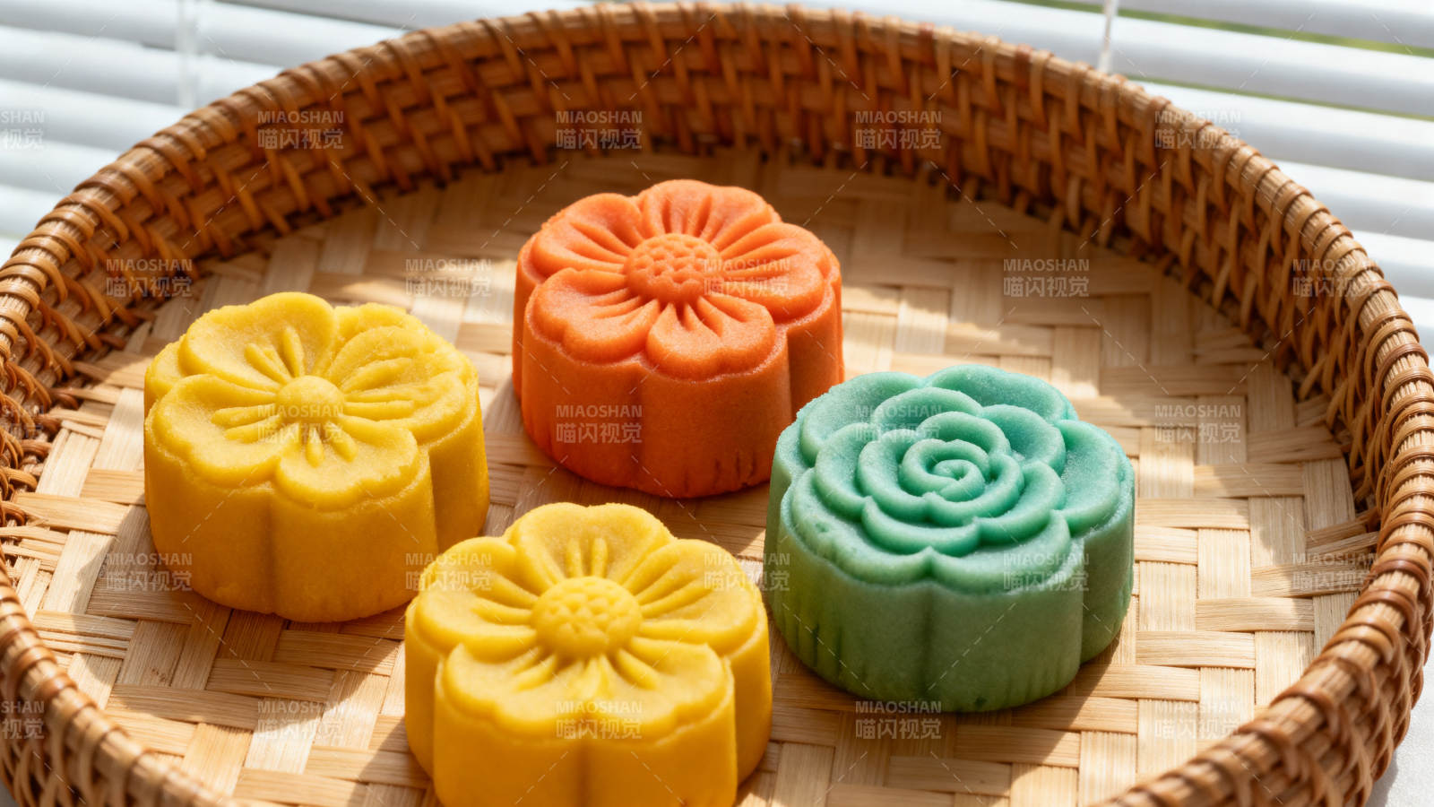 花形月饼色彩缤纷图片