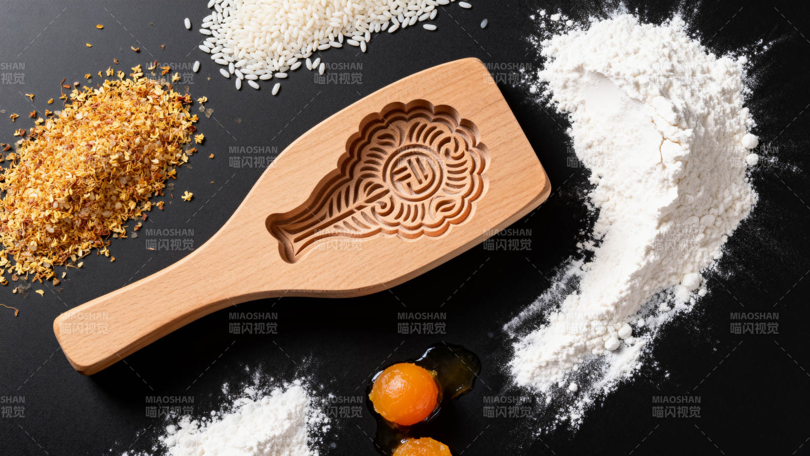 月饼模具与食材图片