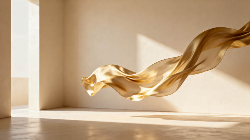 金色绸缎舞动光影图片