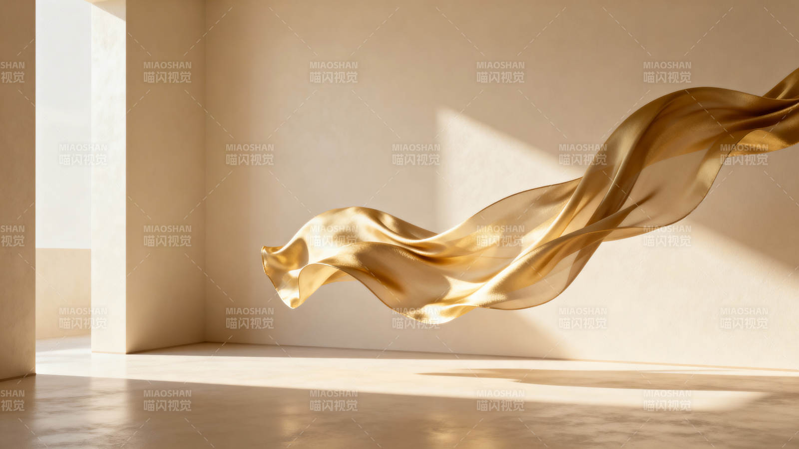金色绸缎舞动光影图片
