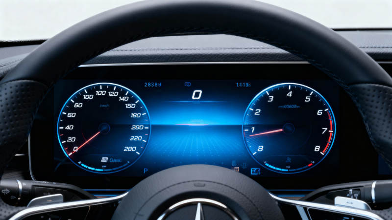 豪华车仪表盘特写图片