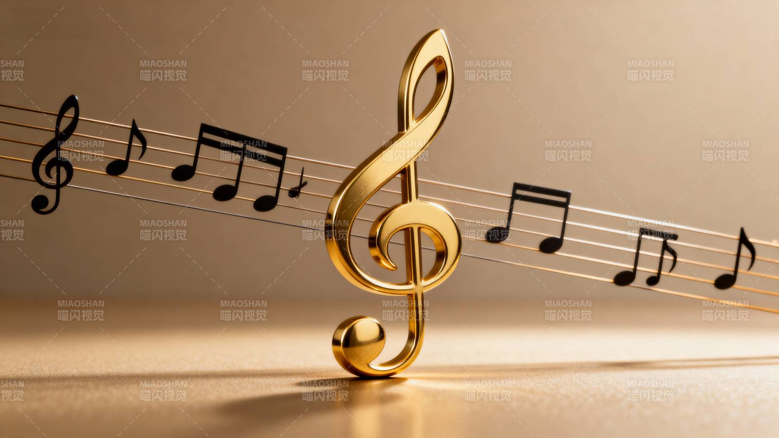 金色音符跃动图片